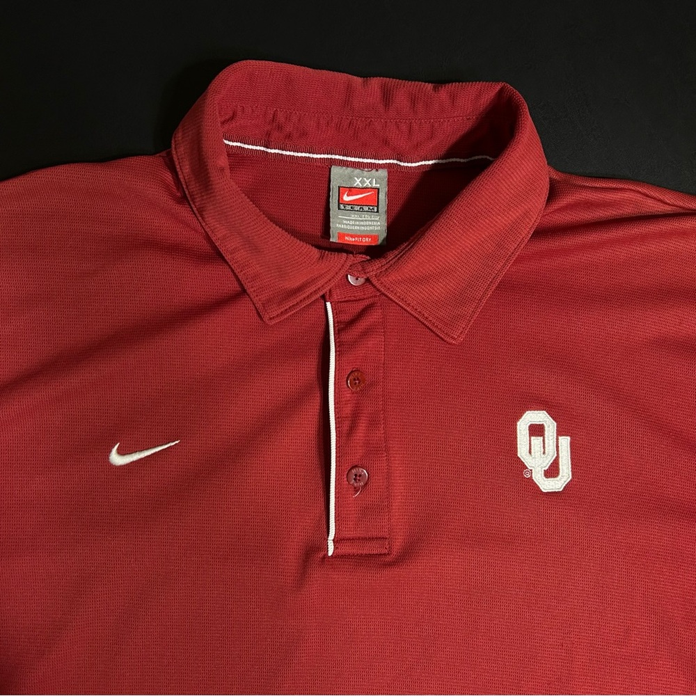 Nike Team Polo Mens XXL 2XL OU Oklahoma Sooners University Short Sleeve Shirt